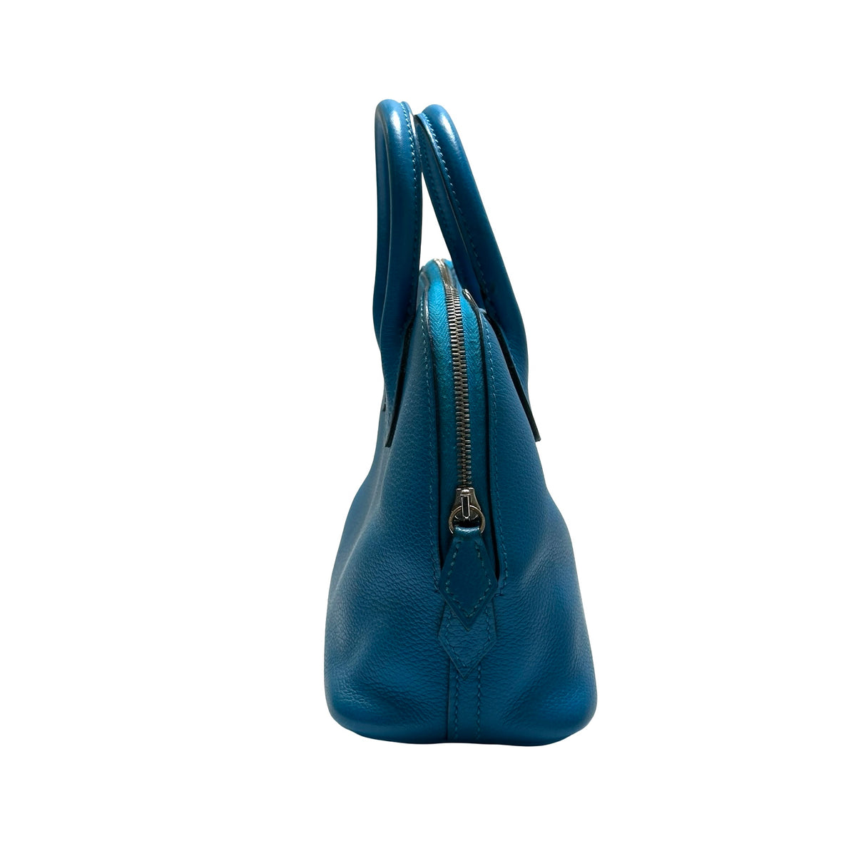 Used HERMES Leather Bolide Mini Handbag Blue