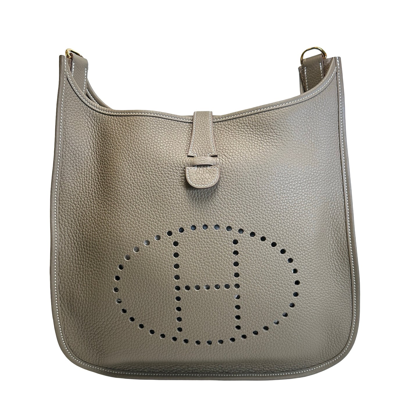 Brand New HERMES Leather Evelyne 33 Crossbody Bag Etoupe GHW