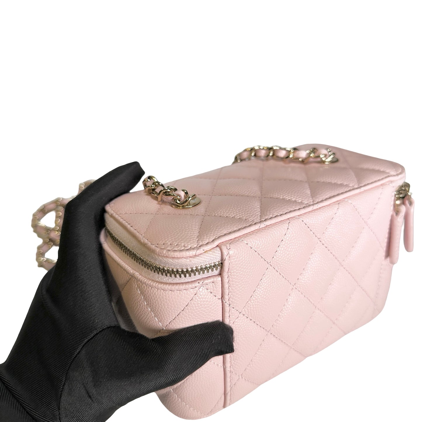 Used CHANEL Quilted Caviar Long Vanity Case Vanity case Pink