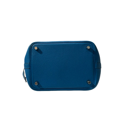 Used HERMÈS Clemence leather Picotin 18 Handbag B3 Bleu Zanzibar PHW