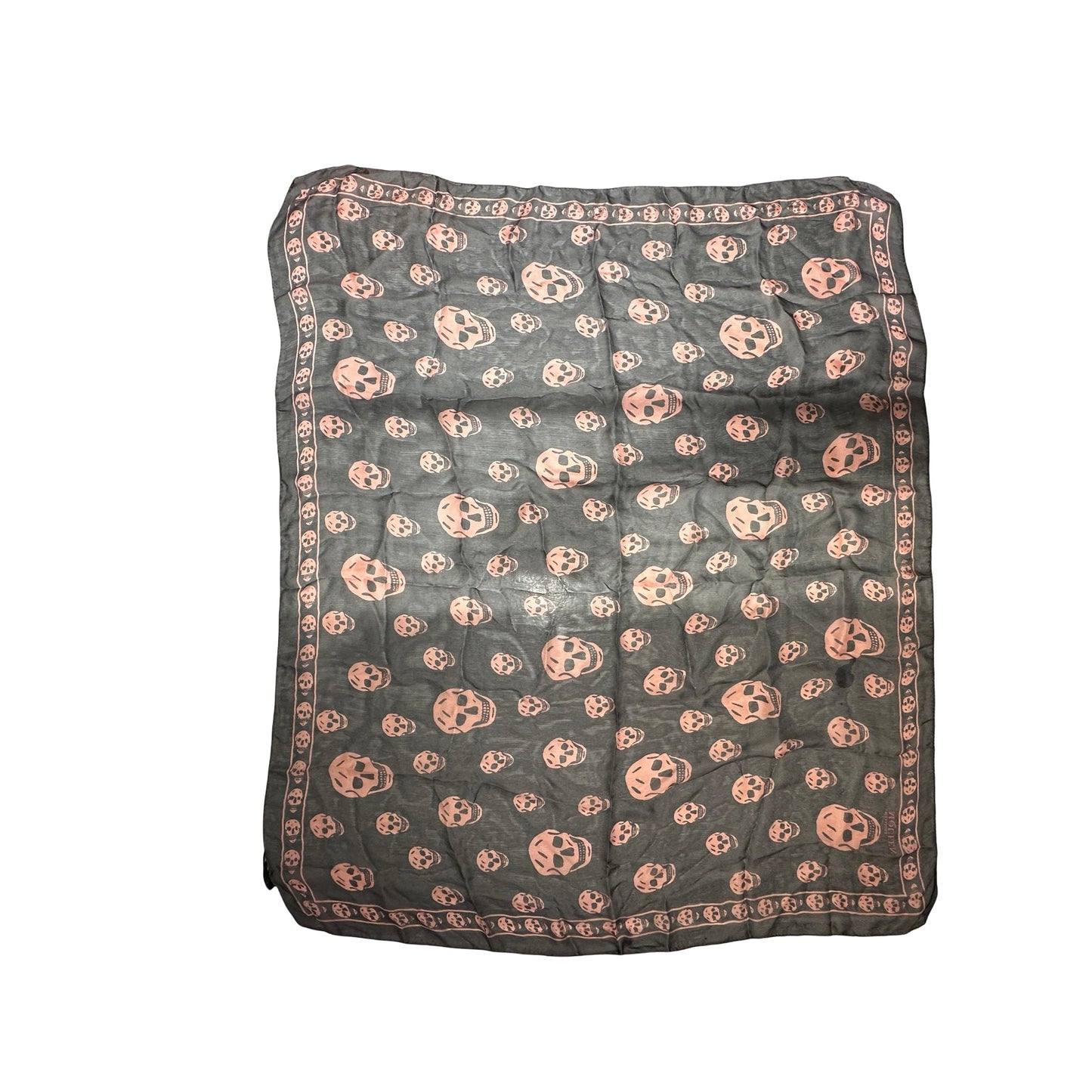 Used ALEXANDER MCQUEEN Silk Skull scarf Scarf Grey pink