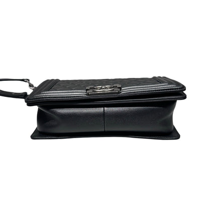 Used Chanel Boy 25cm Chain Shoulder Bag Black PHW