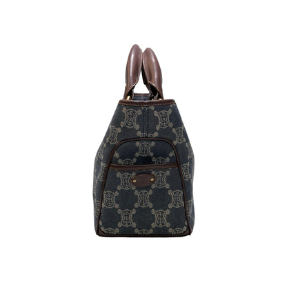 Used CELINE Canvas Vintage Handbag Blue Brown