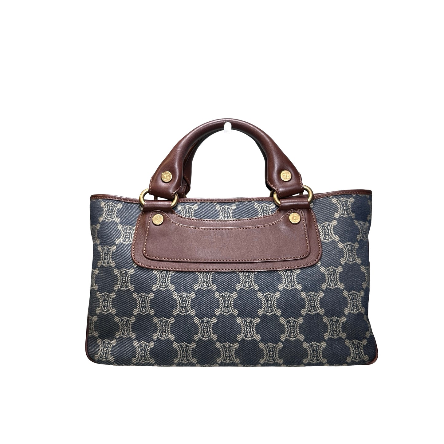 Used CELINE Canvas Vintage Handbag Blue Brown