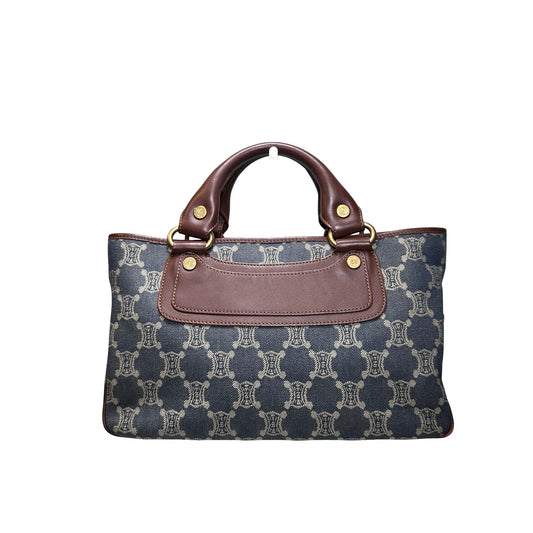 Used CELINE Canvas Vintage Handbag Blue Brown