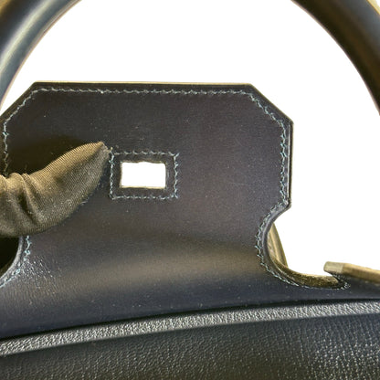 Used HERMES Leather Birkin Handbag Black Silver