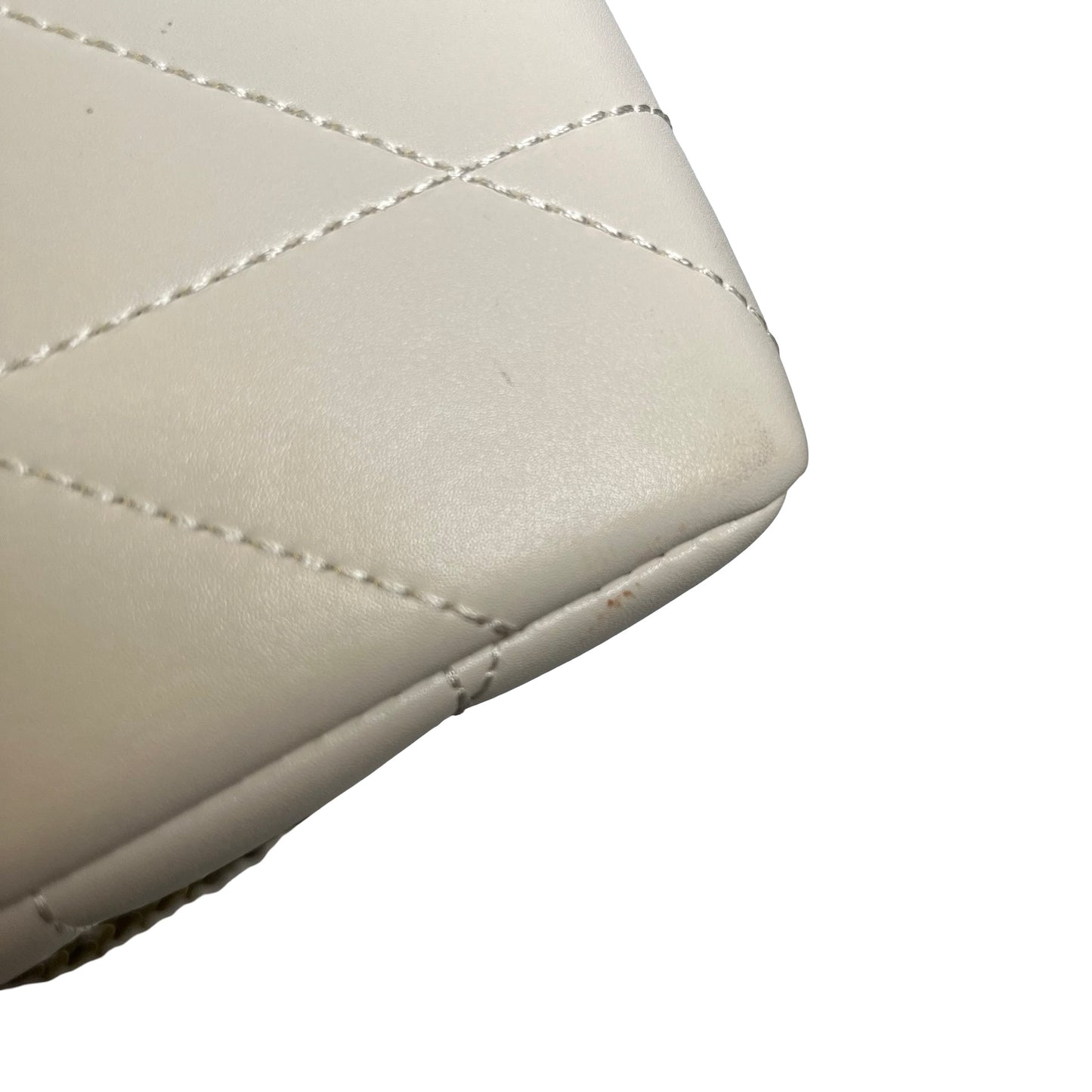 Used COACH Quilted Leather Quilted Tabby Chain Shoulder Bag White GHW