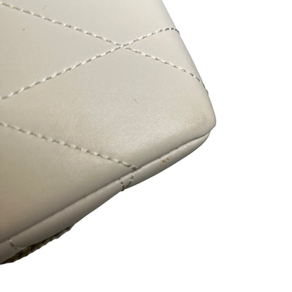 Used COACH Quilted Leather Quilted Tabby Chain Shoulder Bag White GHW