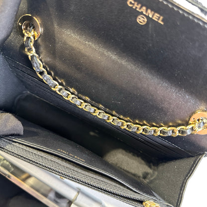 Used CHANEL Quilted Leather Wallet On Chain Wallet on chain Black