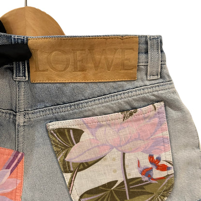 Used LOEWE Cotton Denim Shorts Clothes Multicolor Patches