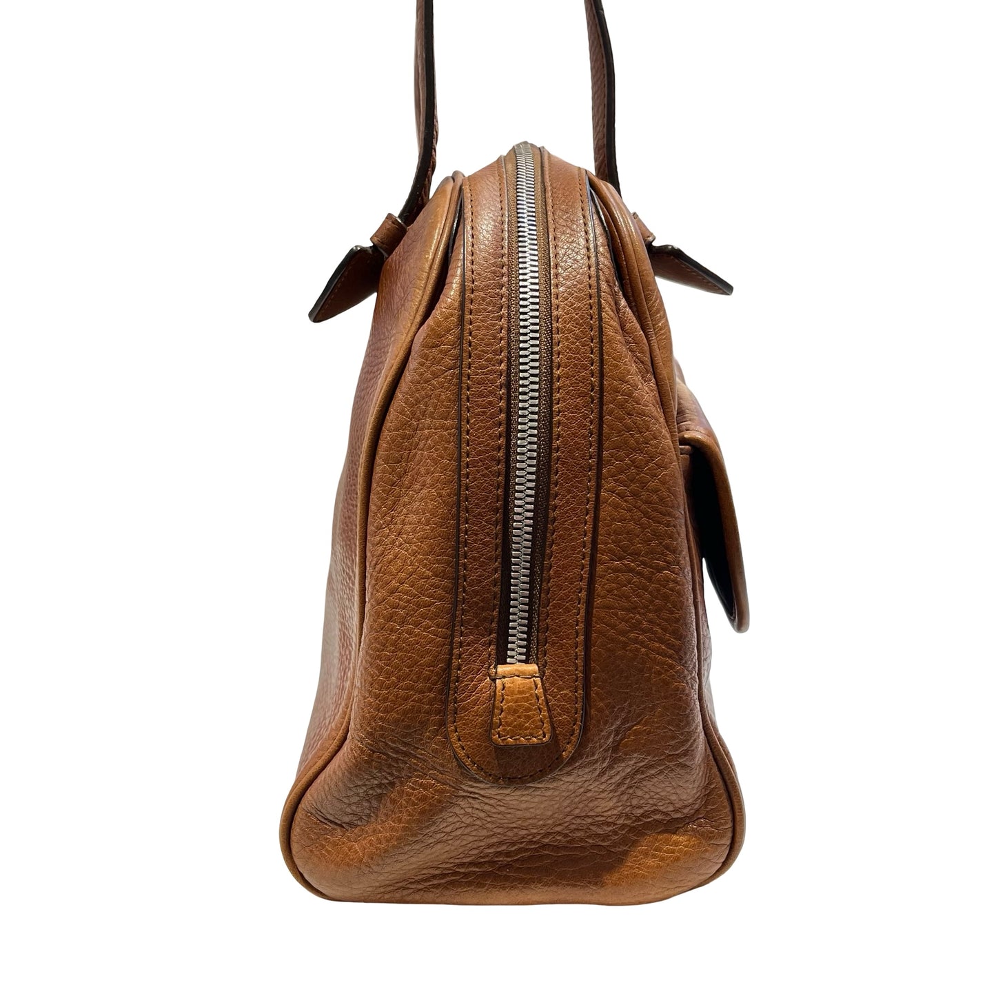 Used LOEWE Vintage Heritage Boston Handbag Brown PHW