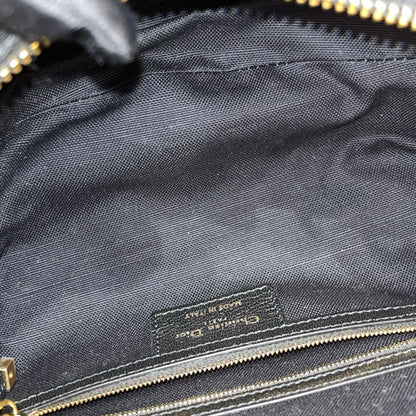 Used DIOR Calfskin Leather D-Joy Medium Shoulder Bag Black