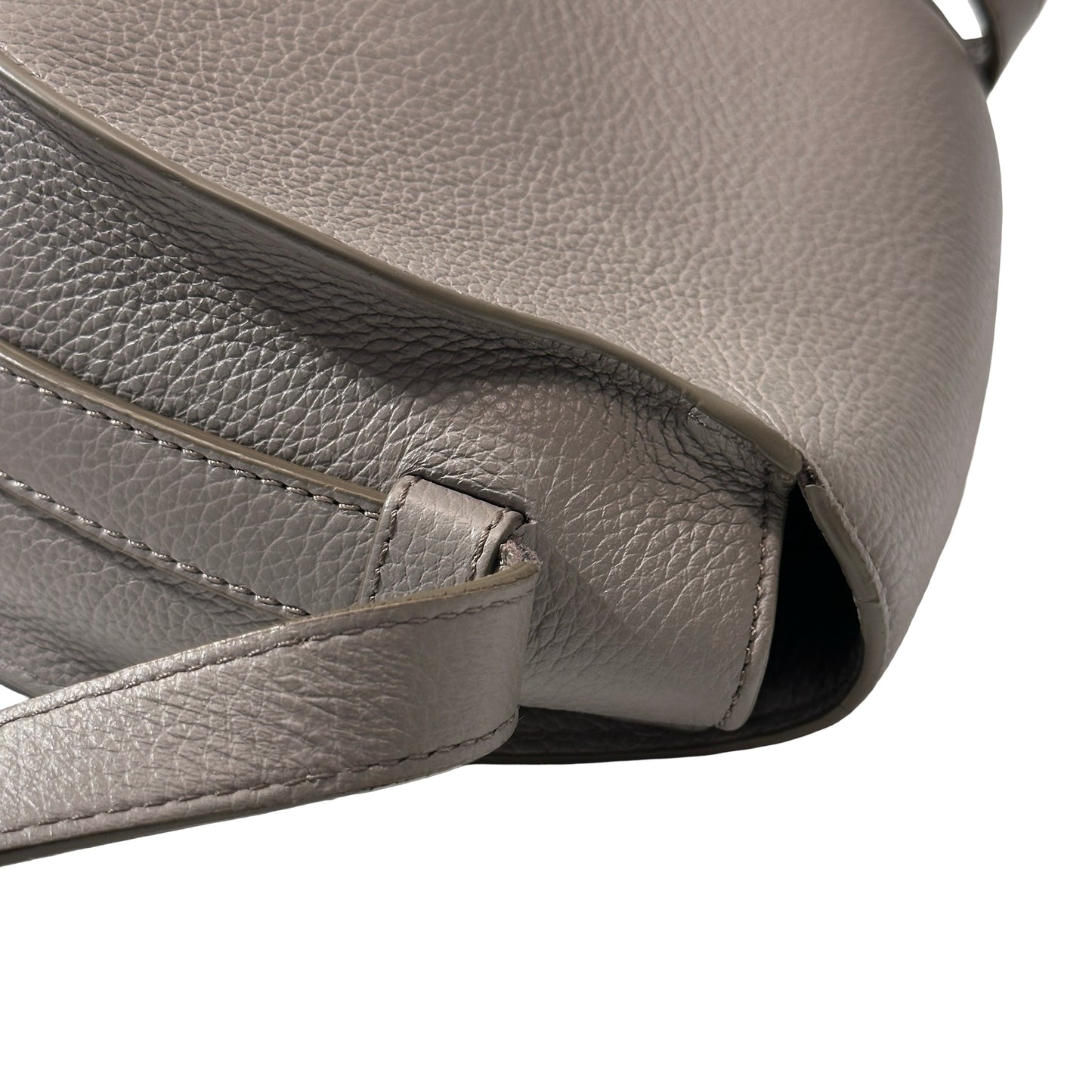Used CHLOE Grained Calfskin Cross body bag Saddle Bag Grey