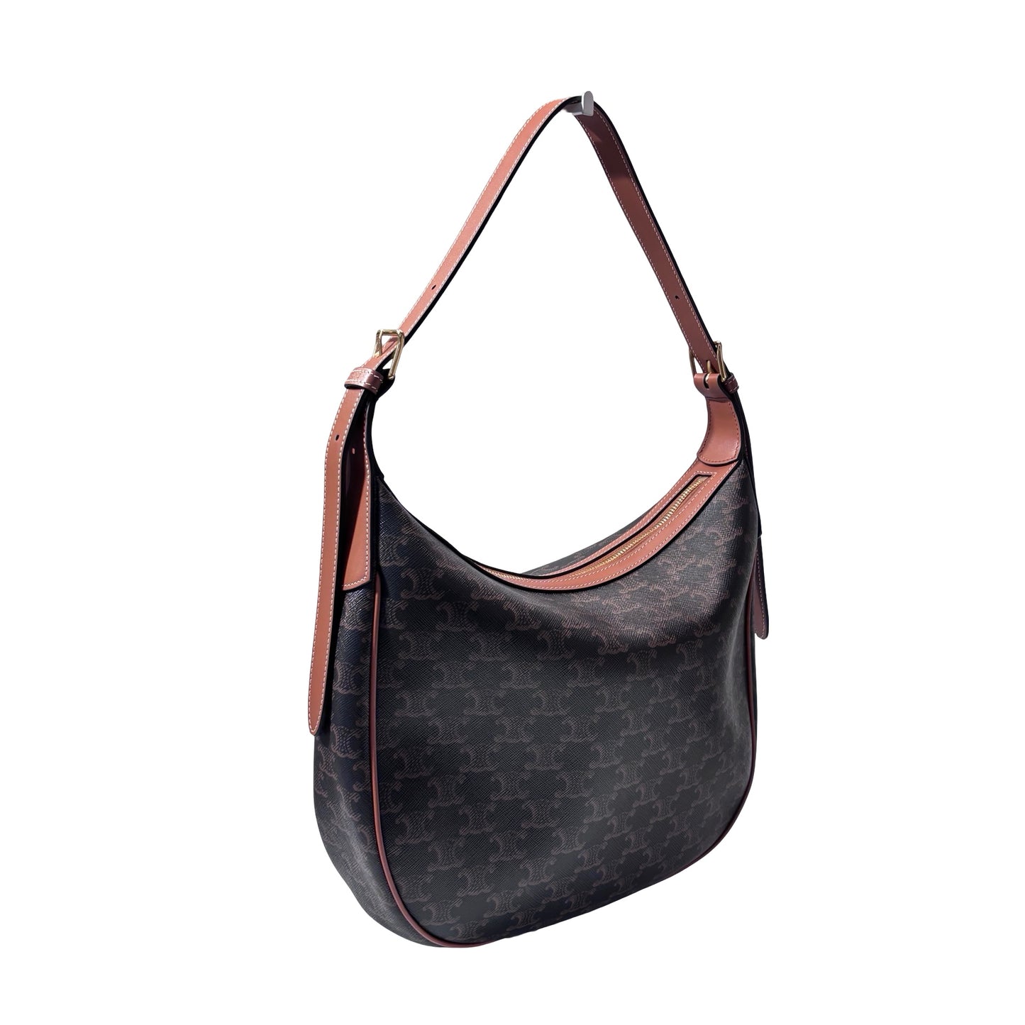Used CELINE Canvas Heloise Triomphe Hobo Shoulder Bag Brown