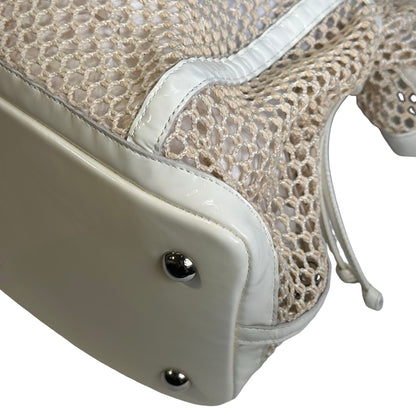 Used CHANEL Net Quilted Classic Flap Net Bag Shoulder Bag White Silver