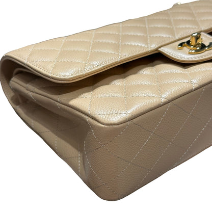 Used CHANEL Calf skin CF 25 Shoulder Bag Beige GHW