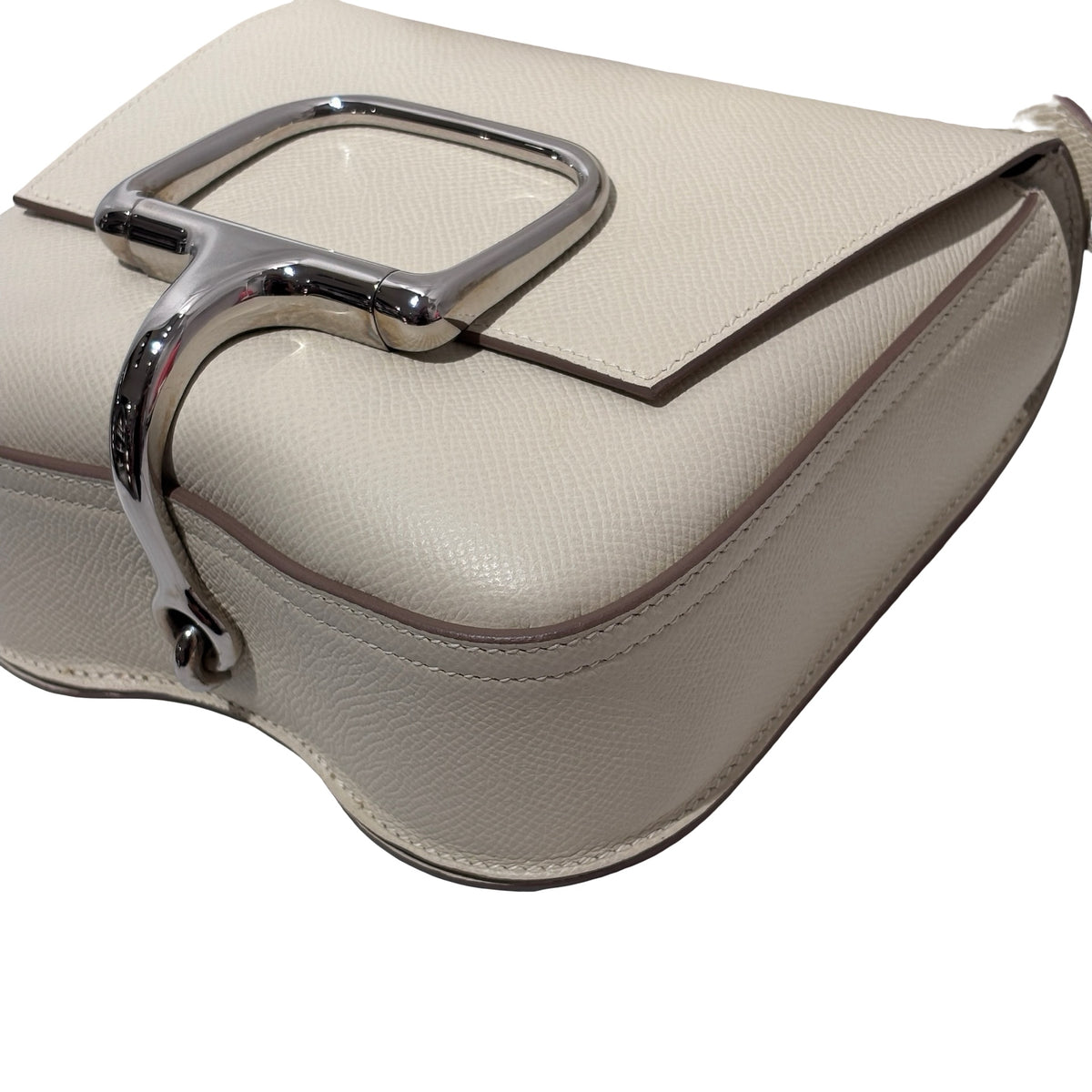 Used HERMES Epsom Mini Della Shoulder Bag Craie PHW