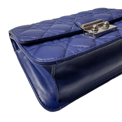 Used DIOR Lambskin Leather WOC LAMBSKIN Cross Body Bag PHW Navy Blue