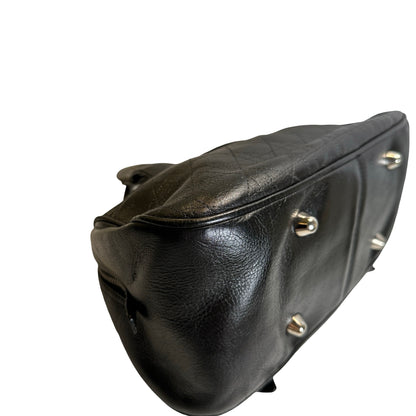 Used DIOR Cannage Leather Cannage Handbag Handbag Black Silver