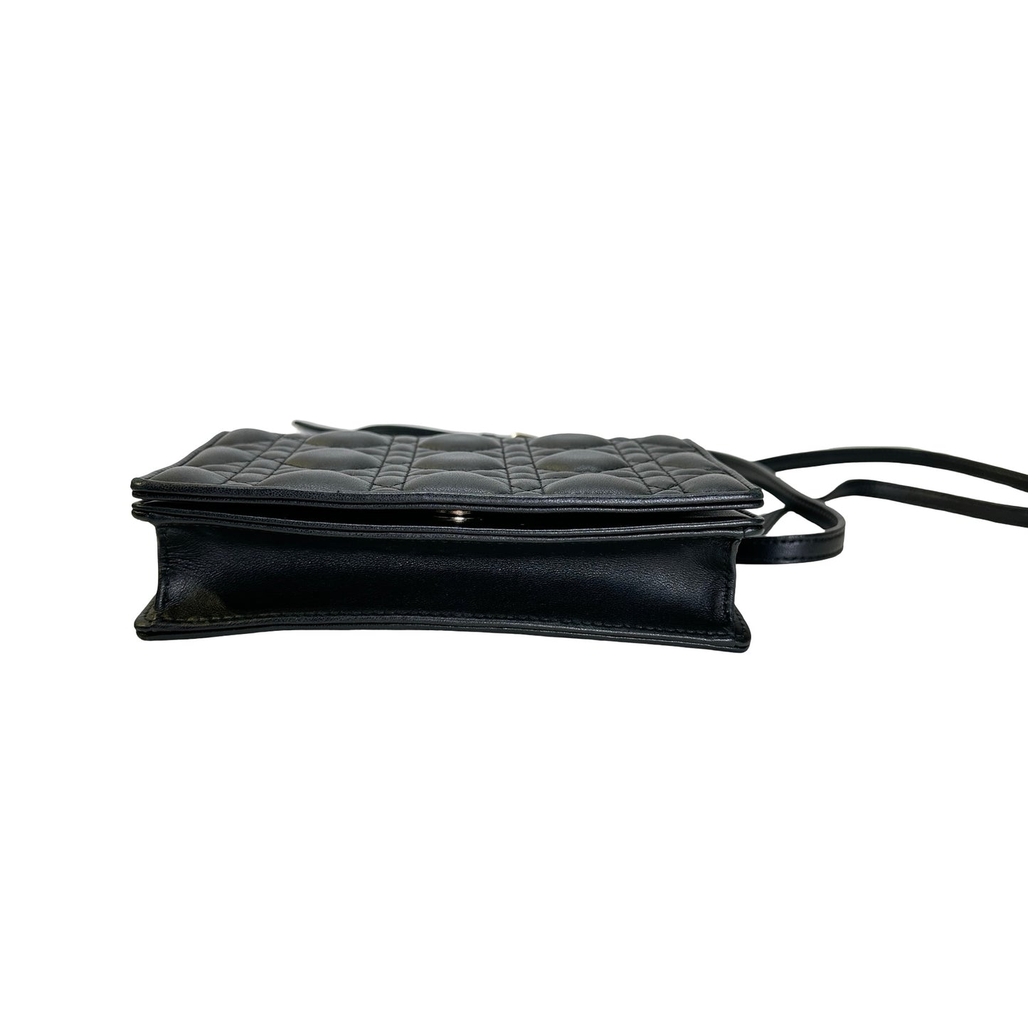 Used DIOR Cannage Lady Dior Crossbody Bag Black GHW