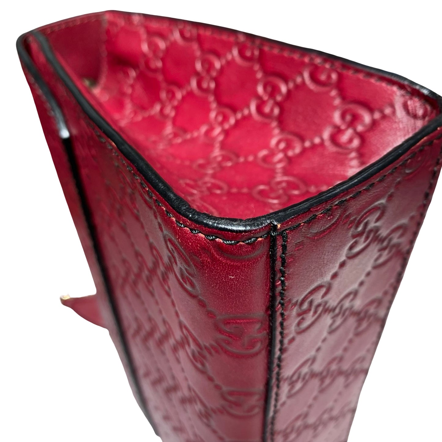 GUCCI GUCCISSIMA EMILY RED CALFSKIN PHW CHAIN SHOULDER BAG [A04201]