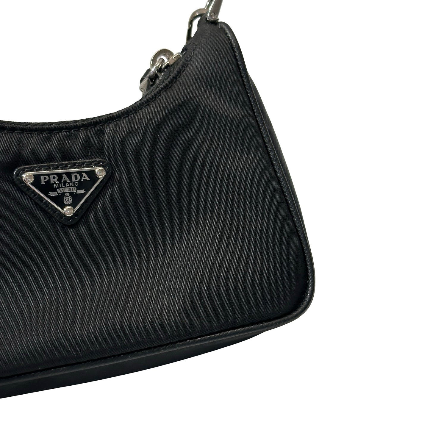 Used PRADA Re-nylon Re-edition 2005 Chain Shoulder Bag Black PHW