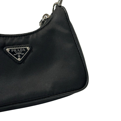 Used PRADA Re-nylon Re-edition 2005 Chain Shoulder Bag Black PHW