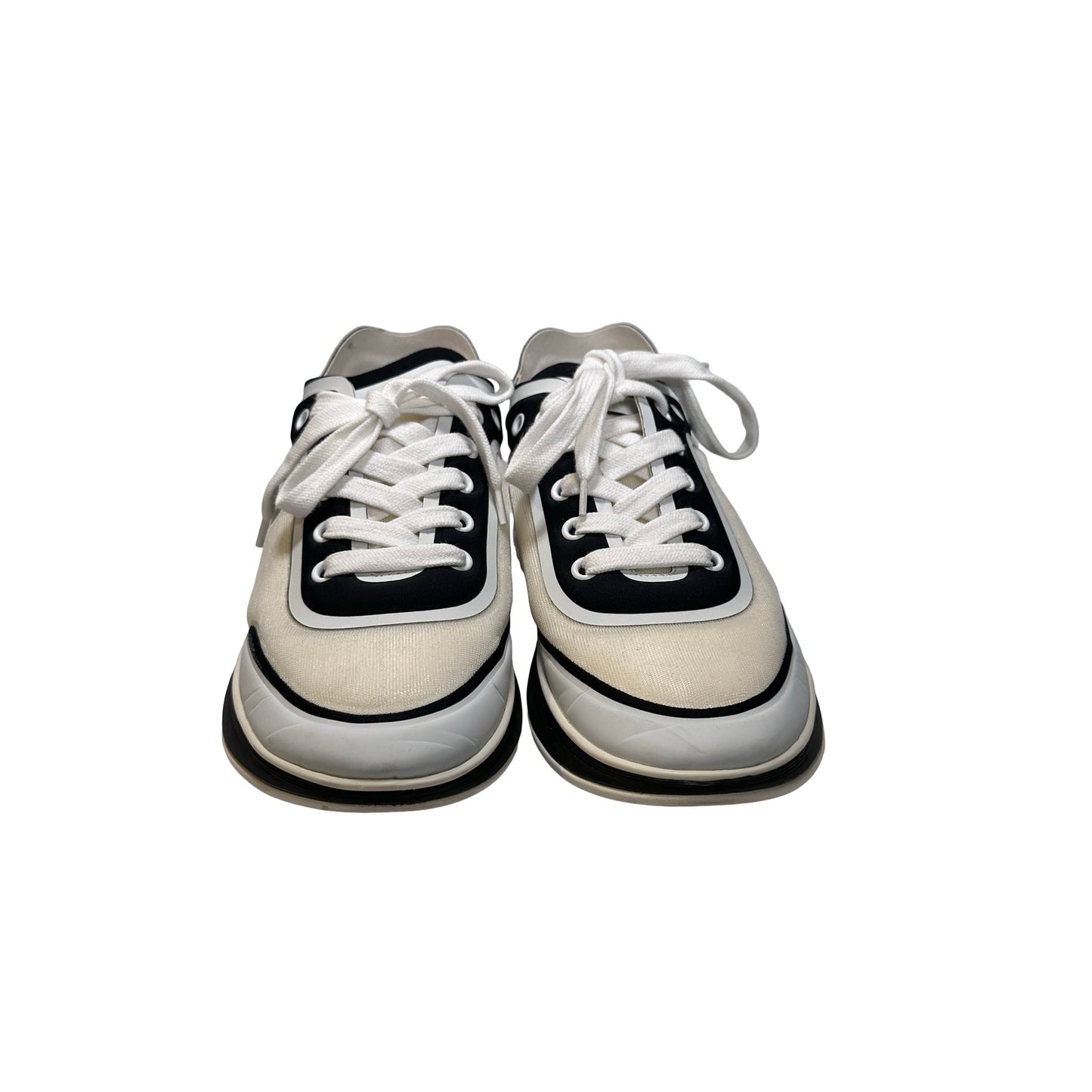 Used CHANEL PVC Sneakers Black White