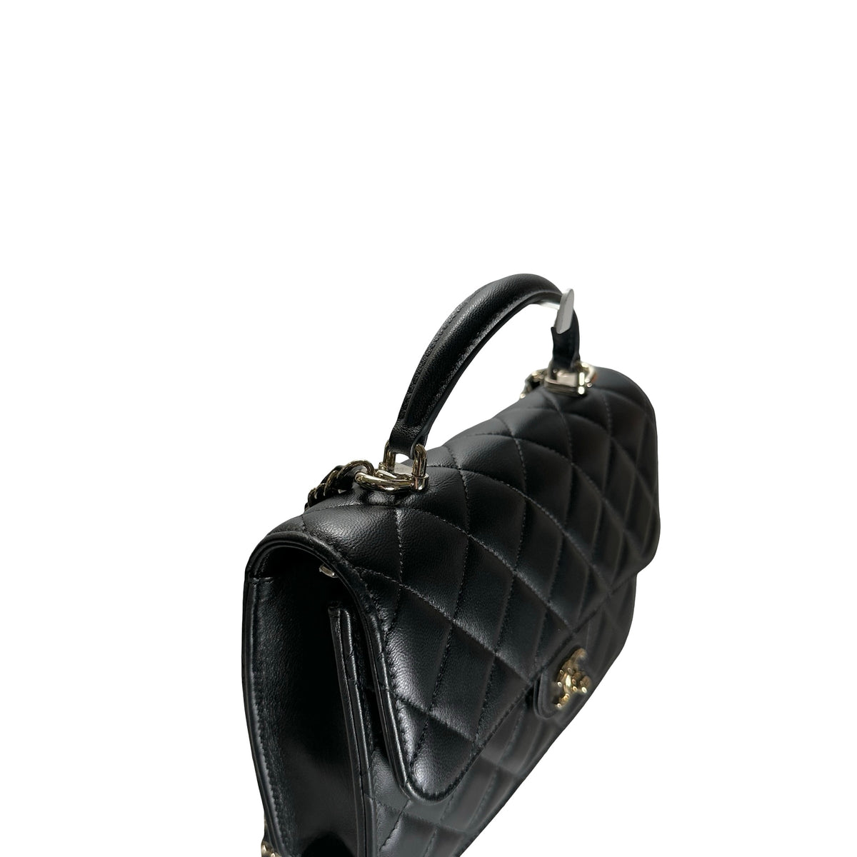 Used CHANEL Quilted Lambskin Trend CC Handbag Black Gold