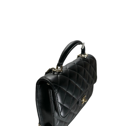 Used CHANEL Quilted Lambskin Trend CC Handbag Black Gold