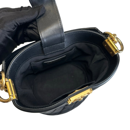 Used CHANEL Quilted Leather Boy Chanel Bucket Bag Bucket Bag Black，GHW