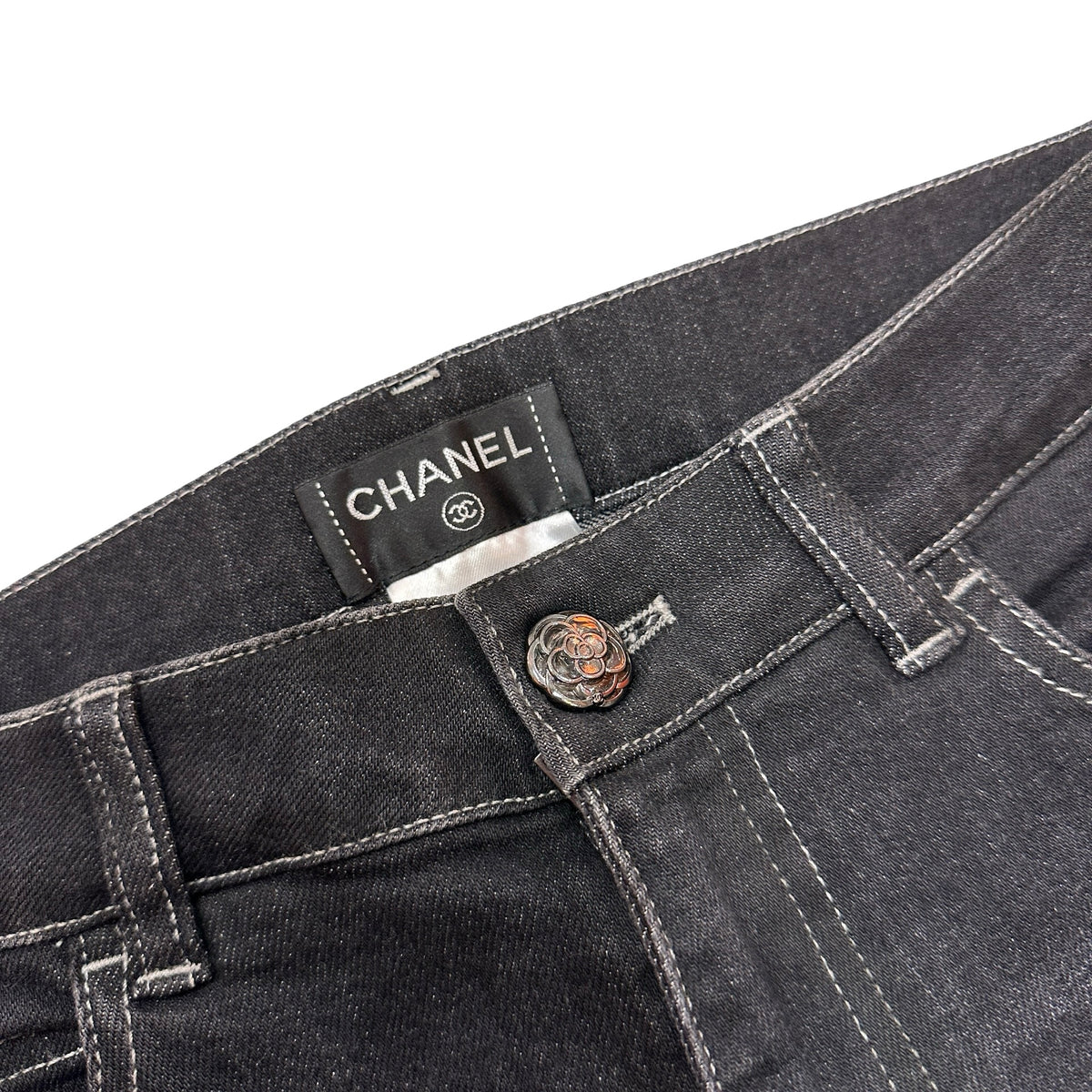 Used CHANEL Denim Jeans Pants Black