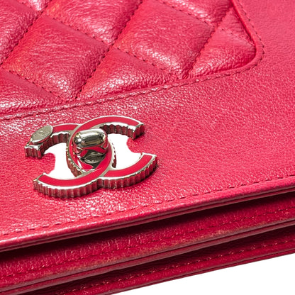 Used CHANEL Quilted Leather Wallet On Chain (WOC) Wallet on chain Red PHW