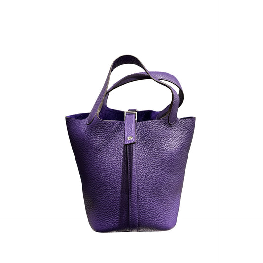 New Hermès Picotin 18 Bucket Bag Purple PHW X3
