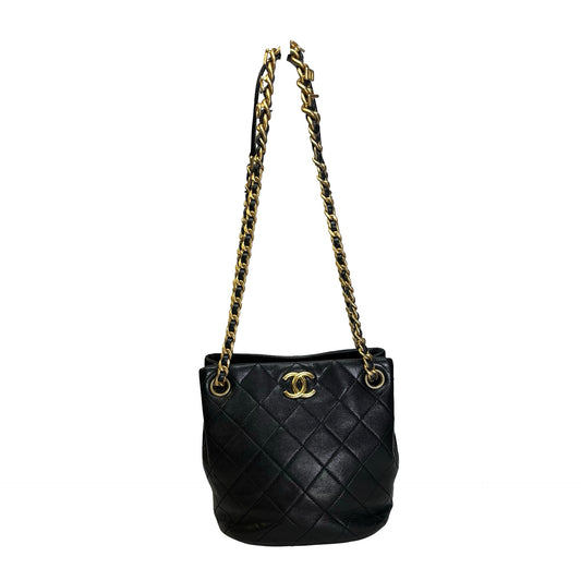 Used CHANEL Lambskin 23C Bucket Bag Black GHW