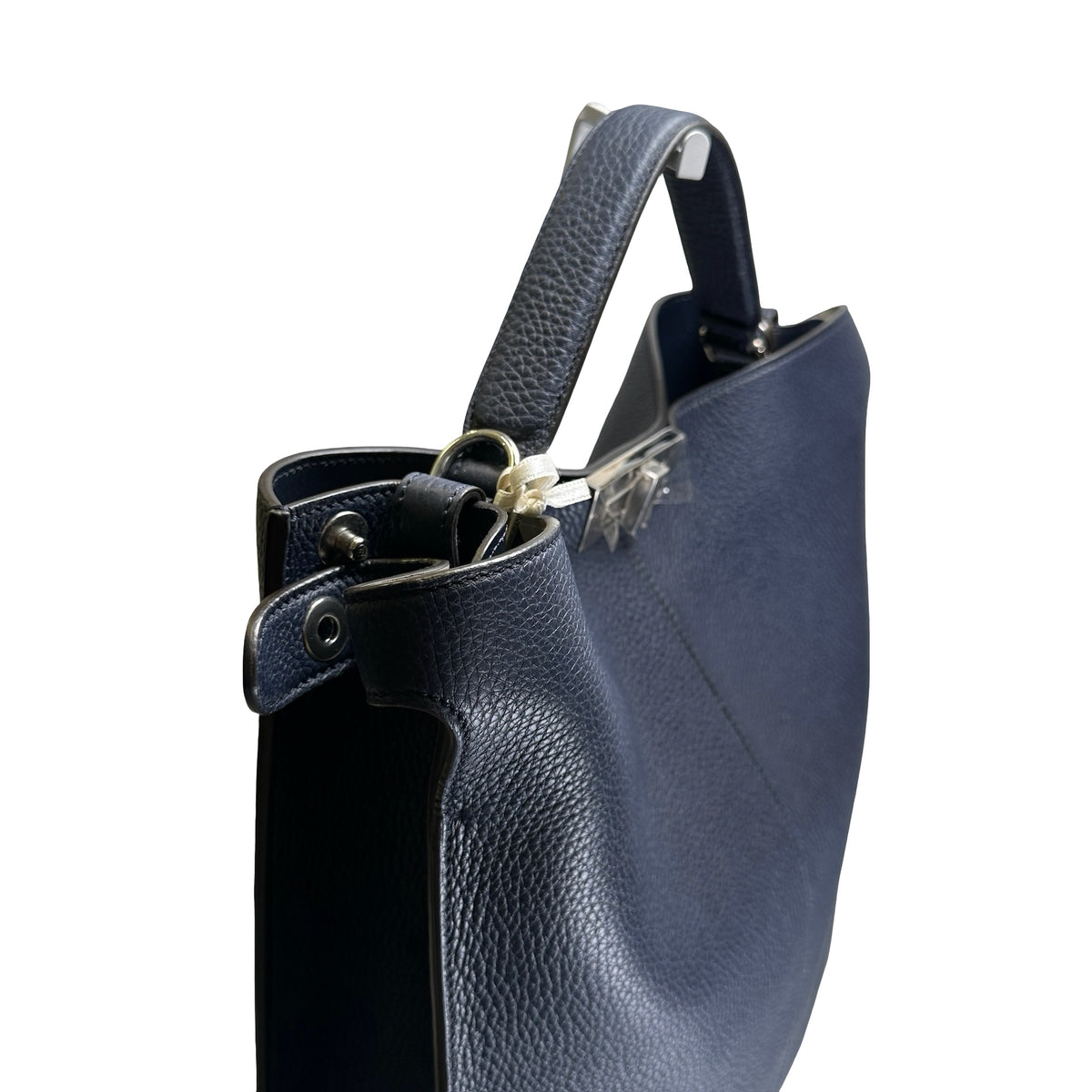 Used FENDI Leather Peekaboo Handbag Navy