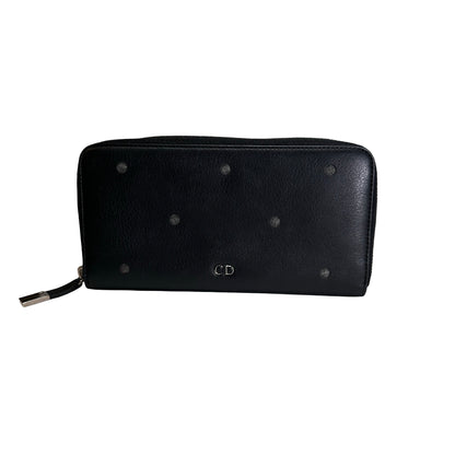 Used DIOR Leather Dior Homme Zipped Wallet Long wallet Black PHW
