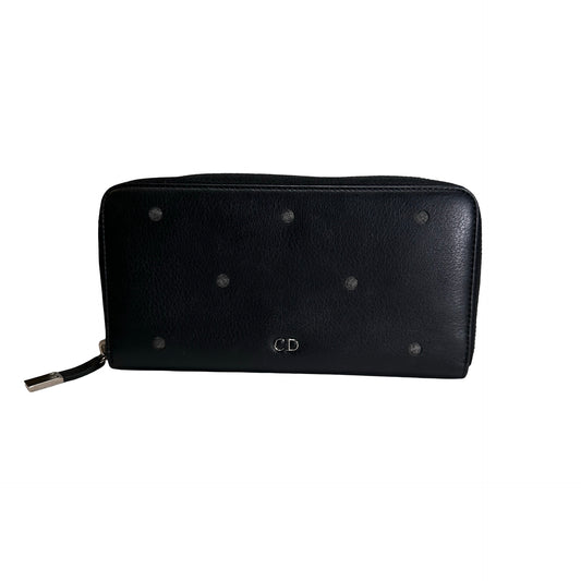Used DIOR Leather Dior Homme Zipped Wallet Long wallet Black PHW