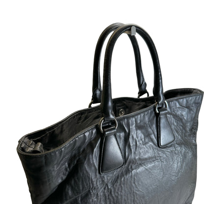 Used PRADA Leather Tote Bag Tote Bag Black