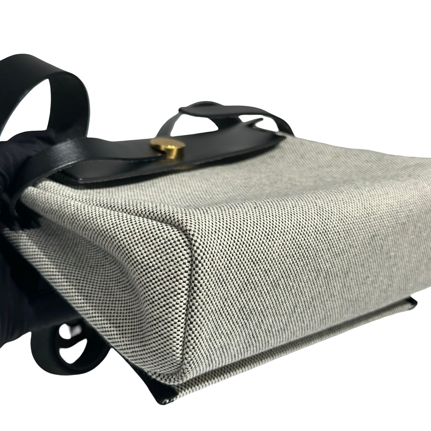 HERMES BLACK CANVAS GHW MINI HERBAG ［3000281］
