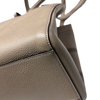Used Fendi Calfskin Leather Tote Bag Grey GHW