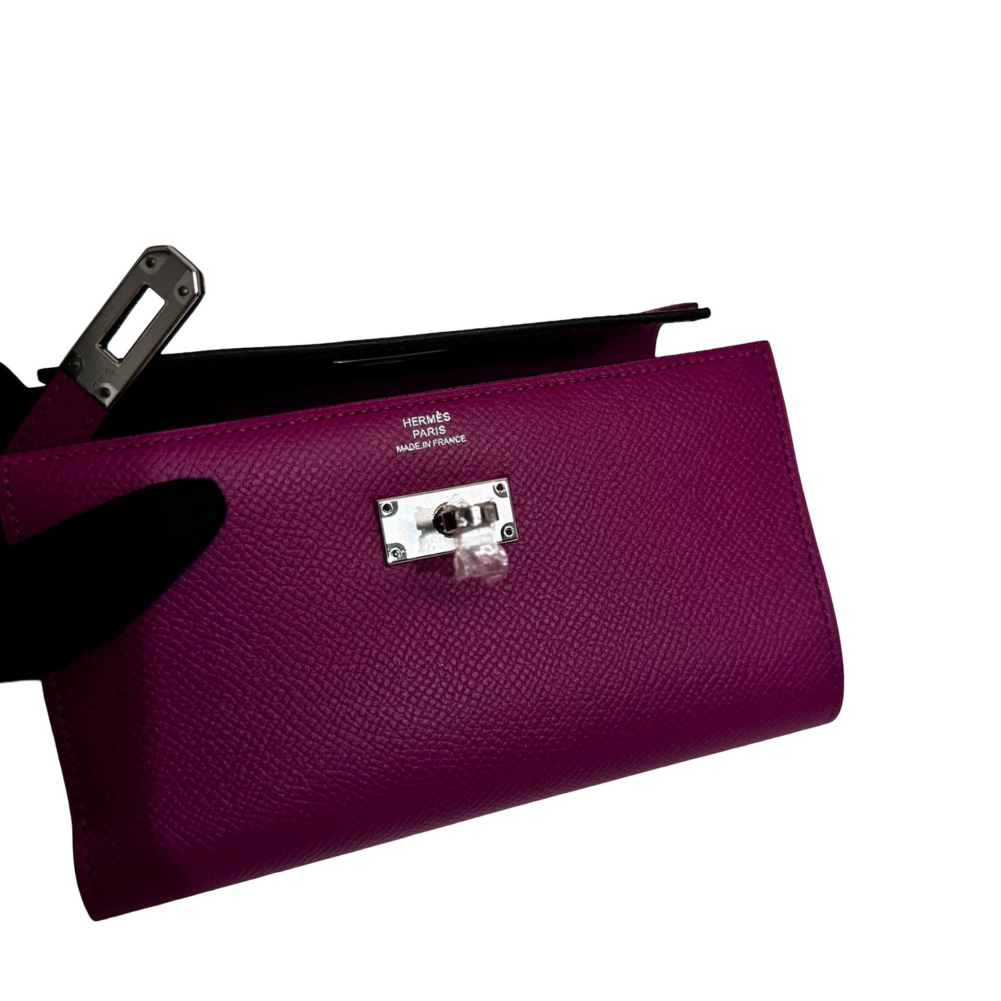 Used HERMÈS Leather Long Wallet Wallet Rose Red