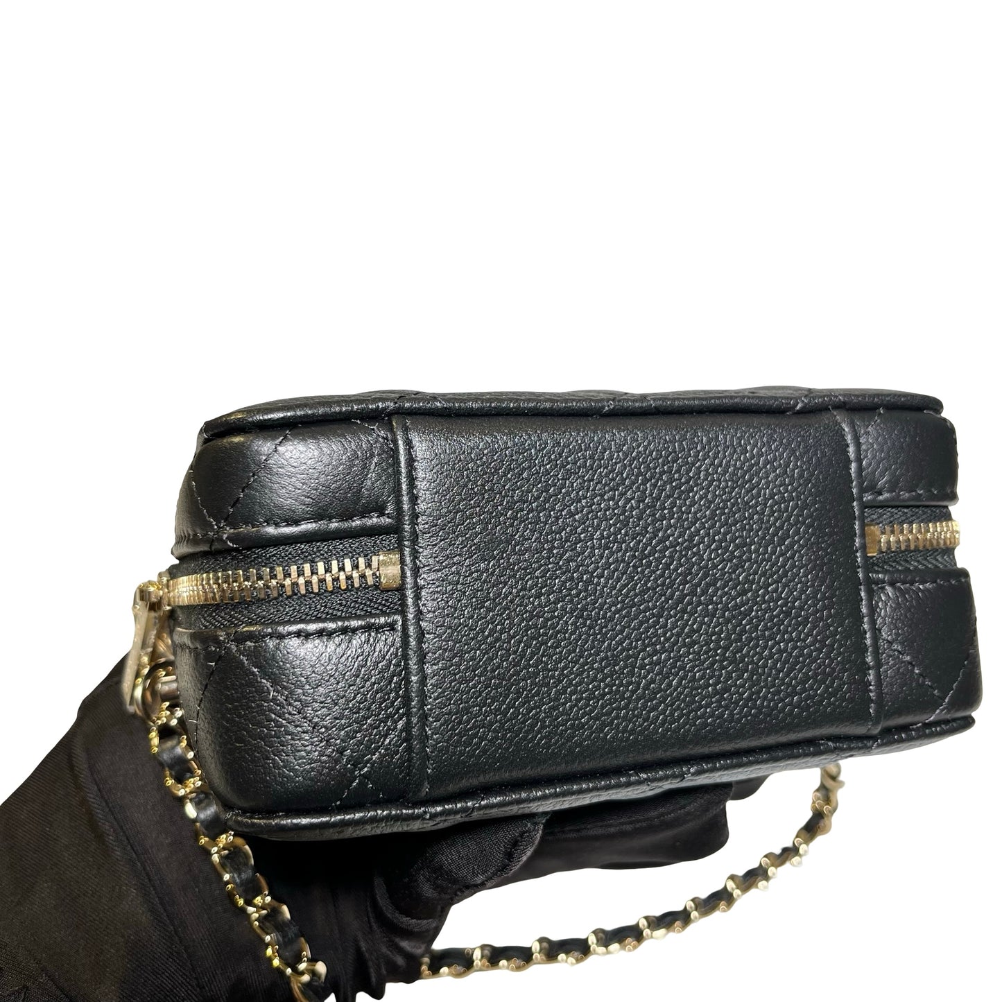 Used Chanel Caviar Leather Vanity Case Black PHW