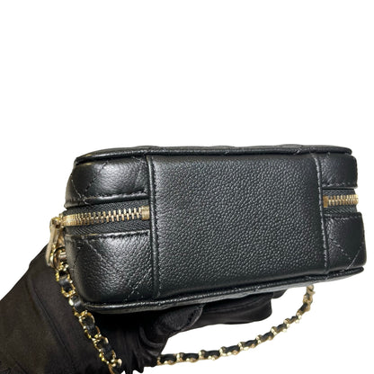 Used Chanel Caviar Leather Vanity Case Black PHW