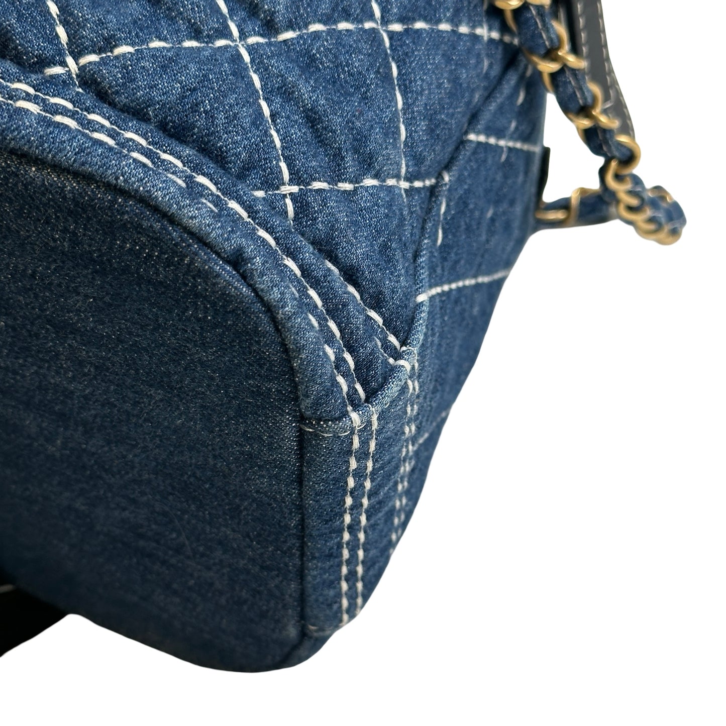 Used CHANEL Denim Bucket bag Cross body bag Denim blue