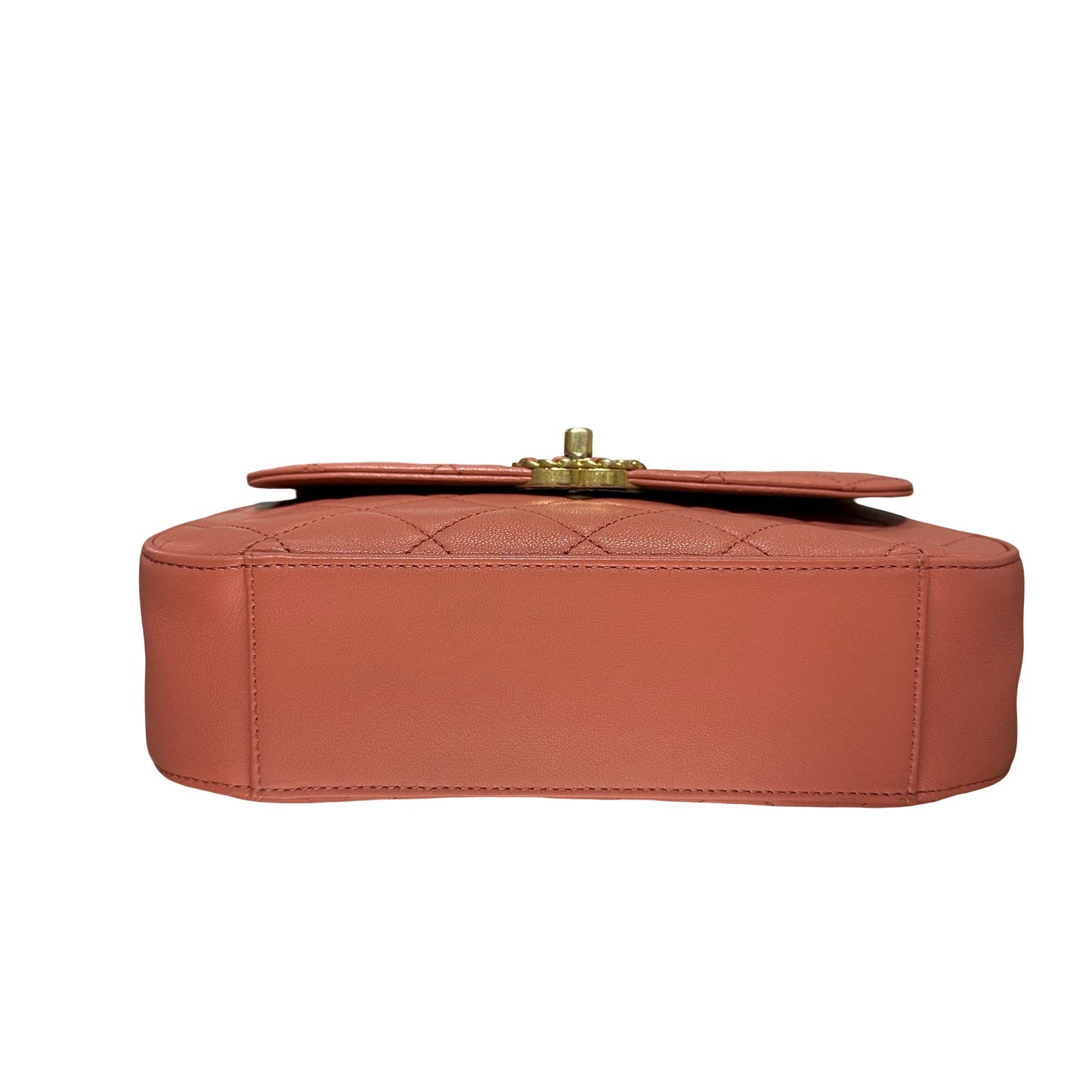 Used CHANEL Calfskin Leather Flap Cross Body Bag Pink GHW