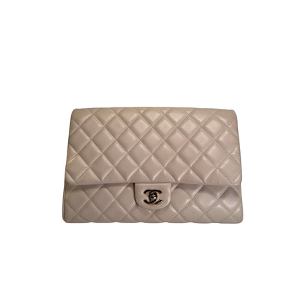 Used CHANEL Lambskin Flap Bag Chain Shoulder Bag Light Peach GHW