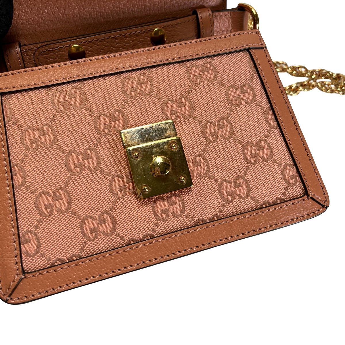 Used GUCCI GG CANVAS Ophidia GG Supreme Mini Chain Shoulder Bag Pink GHW