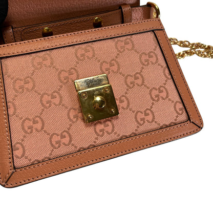 Used GUCCI GG CANVAS Ophidia GG Supreme Mini Chain Shoulder Bag Pink GHW