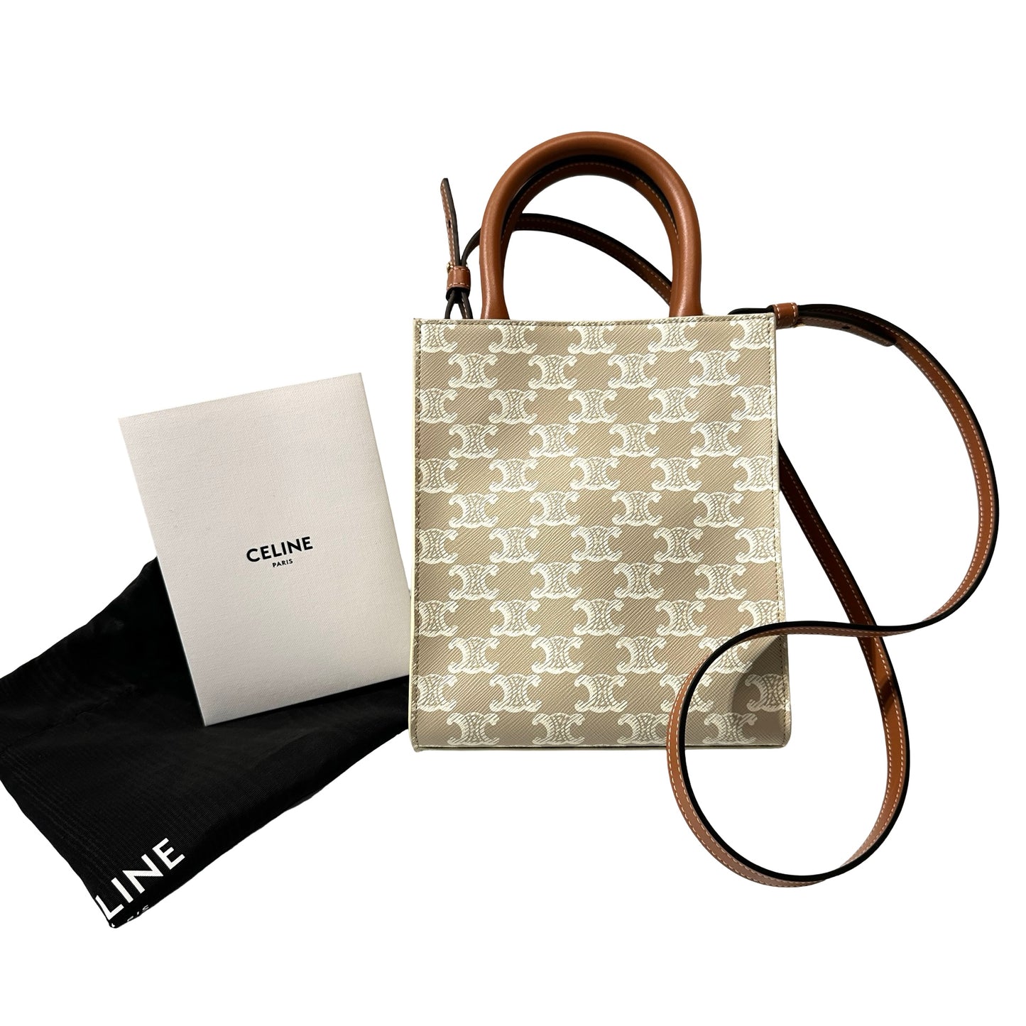 Used CÉLINE MINI CABAS VERTICAL Cross Body Bag Beige